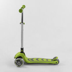 Самокат триколісний Y-00436 (4) Best Scooter, САЛАТОВИЙ, складне алюмінієве кермо, 4 колеса PU зі світлом, d = 12 см