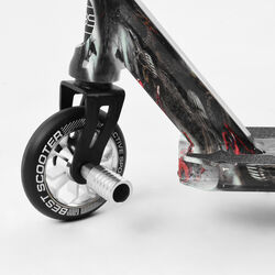 Самокат трюковый Best Scooter BS-77101 (4) HIC-система, ПЕГИ, алюминиевый диск и дека с ПРИНТОМ, колёса PU, d=110мм, ширина руля - 60 см, в коробке