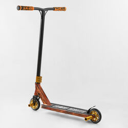 Самокат трюковый Best Scooter BS-77225 (4) HIC-система, ПЕГИ, алюминиевый диск и дека с ПРИНТОМ, колёса PU, d=110мм, ширина руля - 60 см, в коробке 