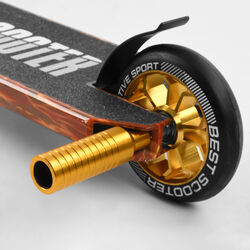 Самокат трюковый Best Scooter BS-77225 (4) HIC-система, ПЕГИ, алюминиевый диск и дека с ПРИНТОМ, колёса PU, d=110мм, ширина руля - 60 см, в коробке 
