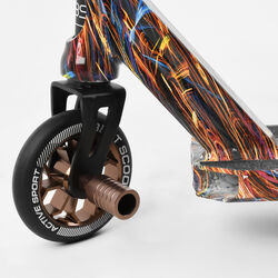 Самокат трюковый Best Scooter BS-77350 (4) HIC-система, ПЕГИ, алюминиевый диск и дека с ПРИНТОМ, колёса PU, d=110мм, ширина руля - 60 см, в коробке 