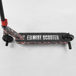 Самокат трюковый Best Scooter BS-77488 (4) HIC-система, ПЕГИ, алюминиевый диск и дека с ПРИНТОМ, колёса PU, d=110мм, ширина руля - 60 см, в коробке 