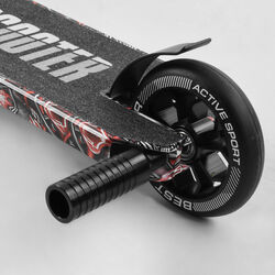 Самокат трюковый Best Scooter BS-77488 (4) HIC-система, ПЕГИ, алюминиевый диск и дека с ПРИНТОМ, колёса PU, d=110мм, ширина руля - 60 см, в коробке 