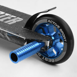 Самокат трюковый Best Scooter BS-77566 (4) HIC-система, ПЕГИ, алюминиевый диск и дека с ПРИНТОМ, колёса PU, d=110мм, ширина руля - 60 см, в коробке 