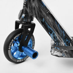 Самокат трюковый Best Scooter BS-77566 (4) HIC-система, ПЕГИ, алюминиевый диск и дека с ПРИНТОМ, колёса PU, d=110мм, ширина руля - 60 см, в коробке 