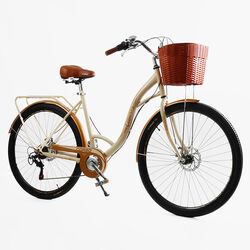 Велосипед міський Corso «Liberty» 28’’ дюймів LR-28406 (1) + КОШИK, сталева рама 20``, Shimano 7 швидкостей, корзина, багажник