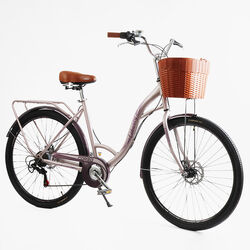 Велосипед міський Corso «Liberty» 28’’ дюймів LR-28833 (1) + КОШИK, сталева рама 20``, Shimano 7 швидкостей, корзина, багажник