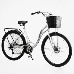 Велосипед міський Corso «Liberty» 28’’ дюймів LR-28014 (1) + КОШИK, сталева рама 20``, Shimano 7 швидкостей, корзина, багажник