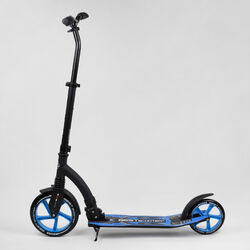 Самокат двухколесный Best Scooter 54664 (4) колеса PU - переднее 23 см, заднее - 20 см, 1 амортизатор, широкий руль, зажим руля, в коробке 