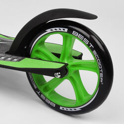 Самокат двухколесный Best Scooter 52266 (4) колеса PU - переднее 23 см, заднее - 20 см, 1 амортизатор, широкий руль, зажим руля, в коробке