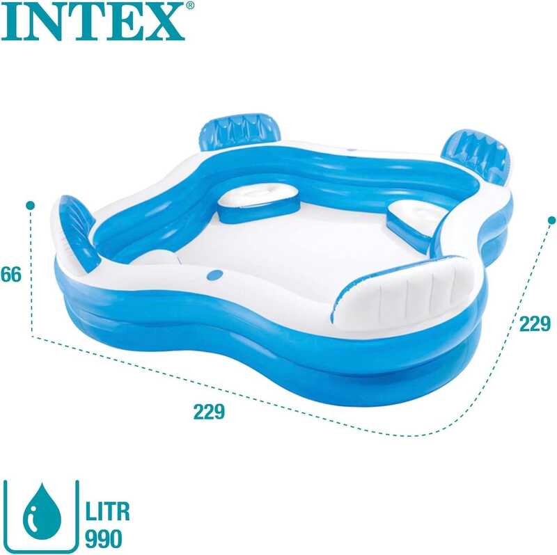 Intex Басейн 56475 NP (2) сімейний, з 4 спинками-сидіннями 229-229-66 см, 882 л, 6.95 кг