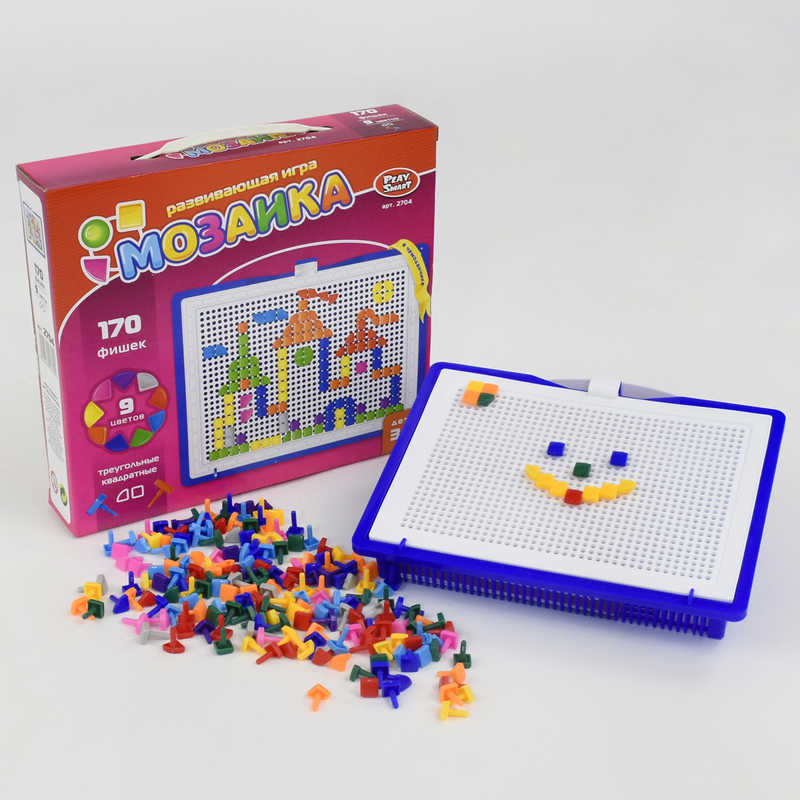 Мозаика 2704 (24/2) “Play Smart”, 170 фишек, 9 цветов, игровая платформа, размер фишки - 1,5см, в коробке