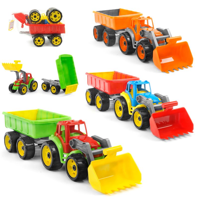 гр Трактор с ковшом и прицепом 3688 (9) "Technok Toys" 3 цвета, в сетке