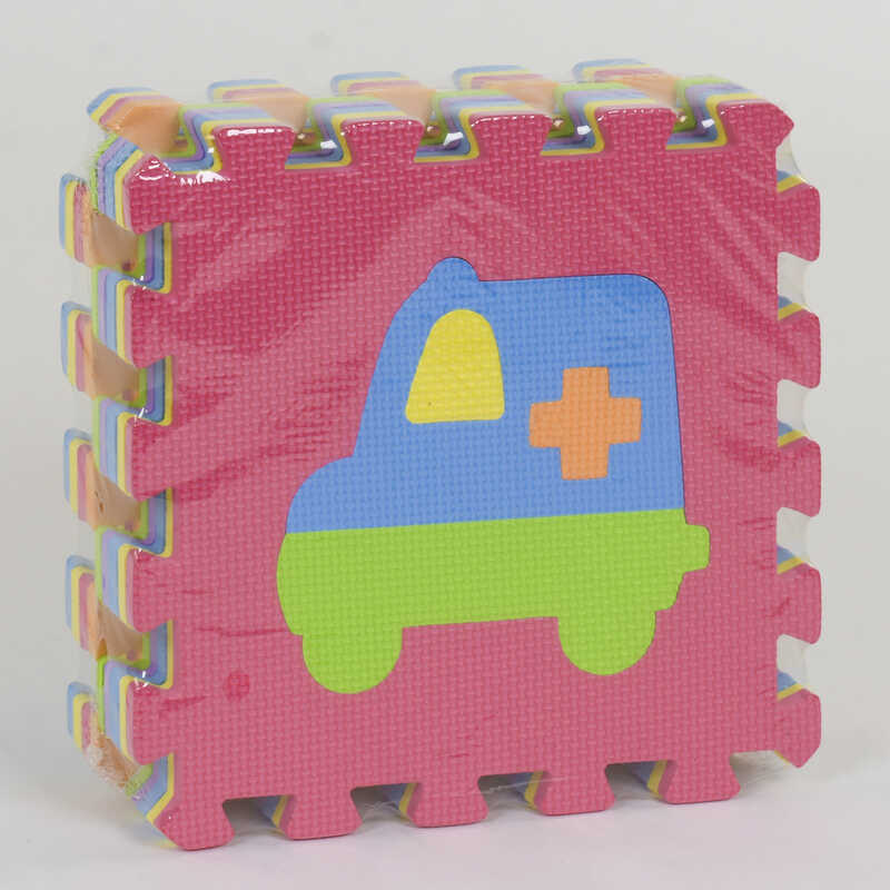 Килимок-пазл EVA Транспорт З 36607 (24) масажний, 9 ел. в упаковці, 30х30см