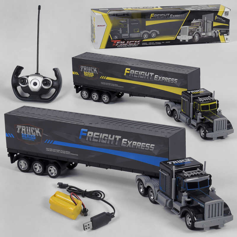 Трейлер на радіокеруванні 666-653 А (20) 2 види, світло, акумулятор 4.8 V, в коробці