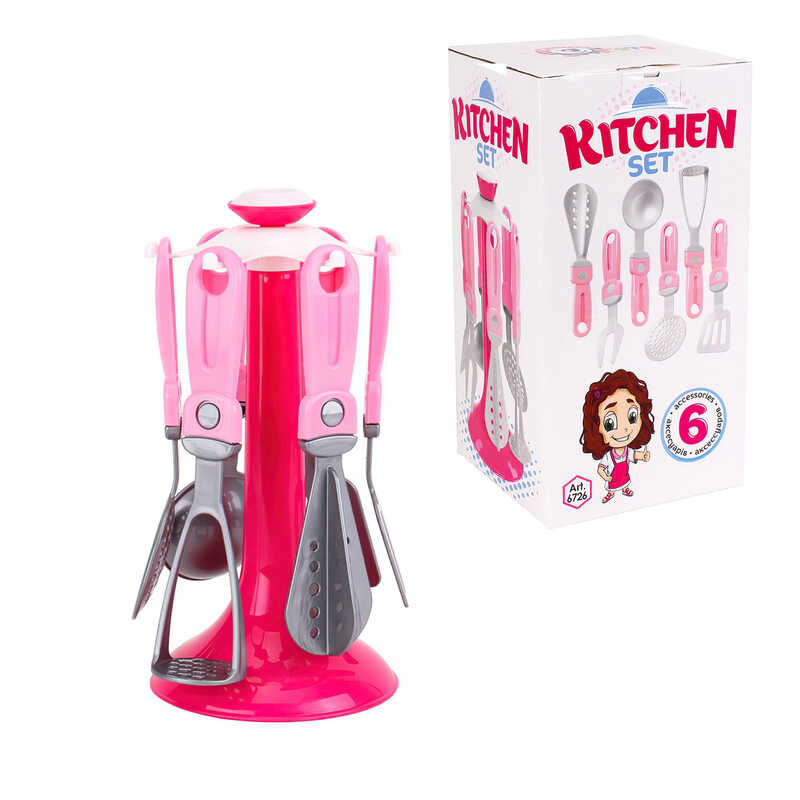гр Кухонний набір 6726 (22) "Technok Toys", стійка, 6 приладів, 21см, у коробці