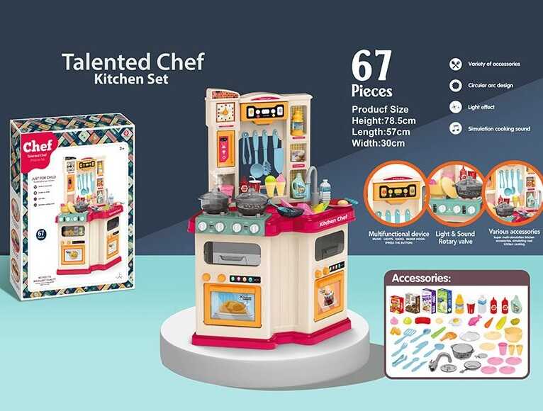 Кухня 922-112 (6) 67 деталей, підсвічування, звук, мелодії, іде пар, на батарейках, в коробці