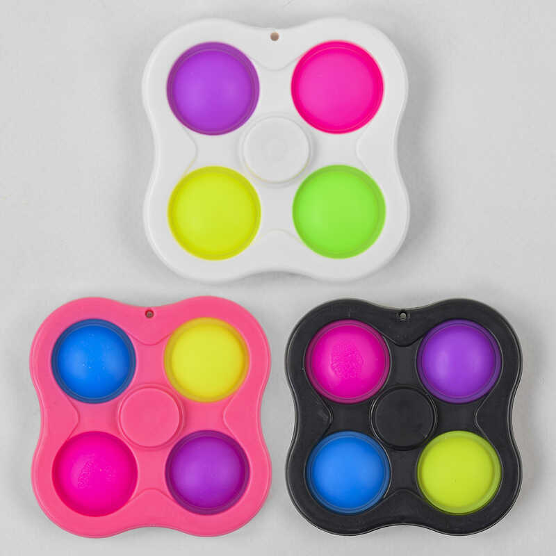 Игра антистресс С 45463 (1000) Pop it (Поп ит) Simple Dimple (Симпл Димпл) 7 см, 4 пупырки, спиннер, брелок, шнурок, в кульке