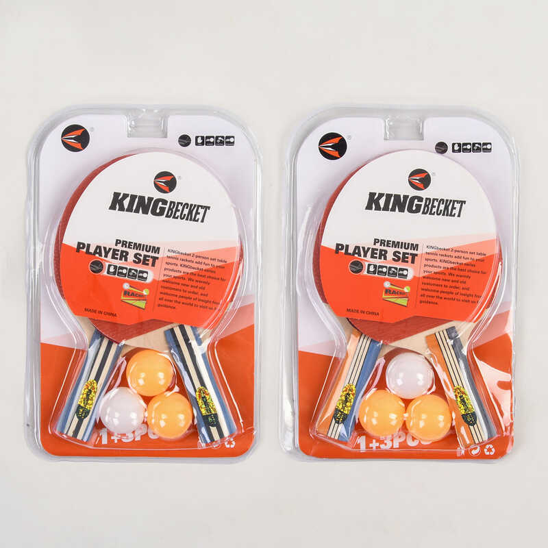 Ракетка M 44481 для пінг-понгу (50) 2 види, 2 шт + 3 кульки, в слюді