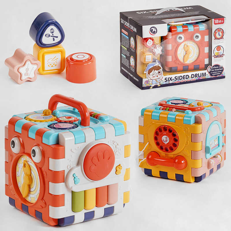 Музичний куб BM 1001 (12) на батарейках, підсвічування, мелодії, звуки тварин, сортер, в коробці