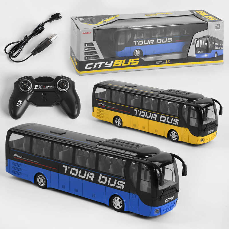 Автобус на радіокеруванні 666-699 NA (18) "Міський транспорт", 2 види, акумулятор 3.7V, управління 2.4GHz, підсвічування фар, в коробці