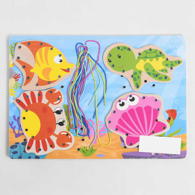 Дерев`яна гра М 46850 (150) "Комахи", шнурівка, 4 мешканці, 4 шнурки, 30х22.5см, в плівці