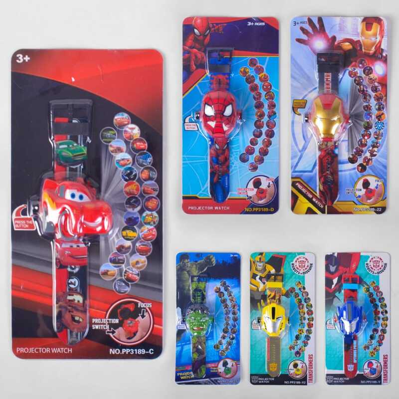 Часы РР 3189 -CDY/Y2/22/23 (336/2) 6 видов, на батарейках, проектор, на листе 