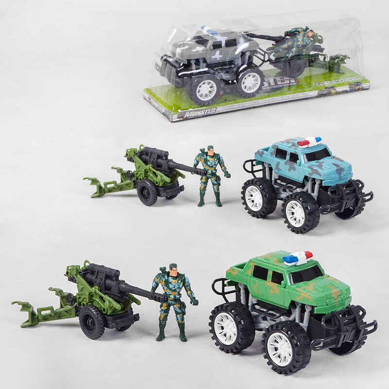 Джип MR - 009 (88/2) “Военная техника”, 3 цвета, инерция, зенитная пулеметная установка, фигурка военного, 2шт в слюде