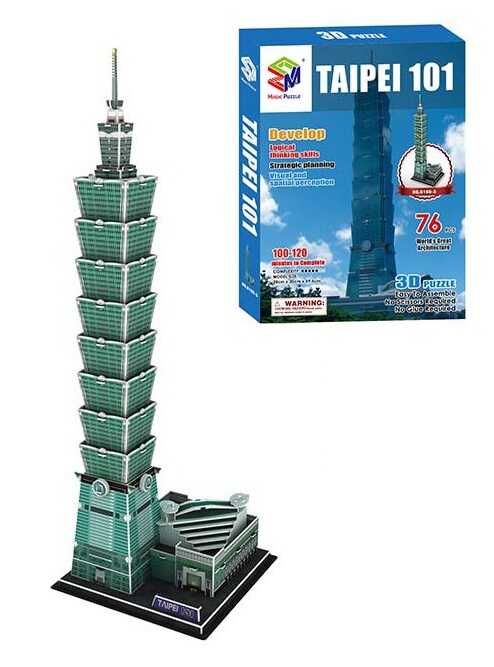 Пазлы 3D G 168-5 (24) "Тайбэй 101", 76 элементов, высота 60 см, в коробке