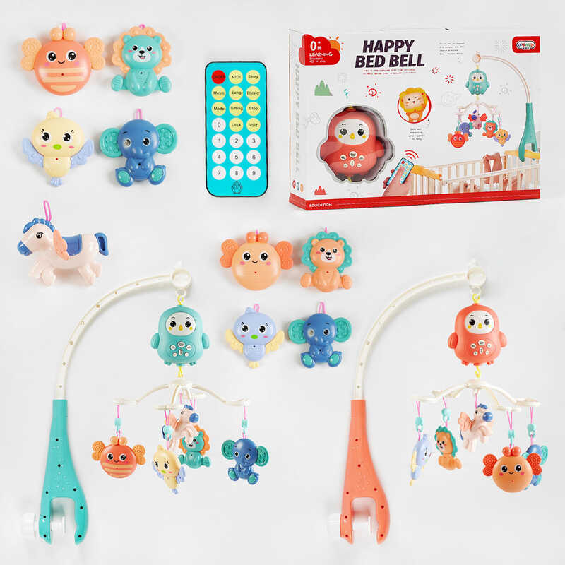 Карусель на р/у 668-40 (24) пульт управління, підсвічування, колискові, пісні, історії, 5 брязкальців, англійською мовою, в коробці