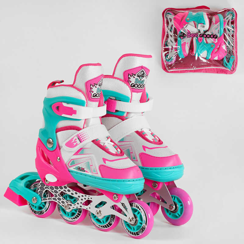 Ролики 91404-L Best Roller /розмір 38-42/ (6) колеса PU, ПЕРЕДНЄ КОЛЕСО ЗІ СВІТЛОМ, в сумці, d коліс – 7 см