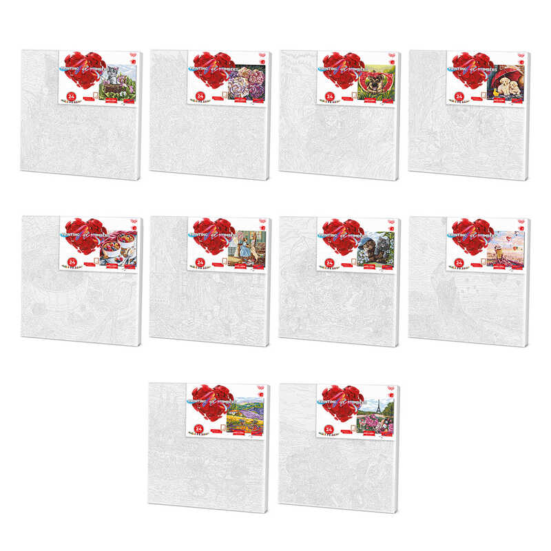 гр Картина за номерами економ с.2 KpNe-40х40-02-01,02,...10 MIX В ПАКЕТІ "PAINTING BY NUMBERS" (10) розмір: 40см*40см"Danko Toys", ОПИС УКР/РОС. МОВАМ