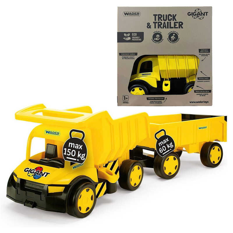 гр Вантажівка "Гігант" + іграшка візок (лімітована колекція) 65110 ЖОВТИЙ (1) "WADER"