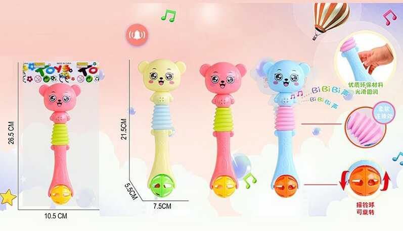 Брязкальце 650 A-15 (576/2) 3 кольори, ведмедик, пискавка, дзеленчить, у пакеті, ВИДАЄТЬСЯ ТІЛЬКИ МІКС ВИДІВ