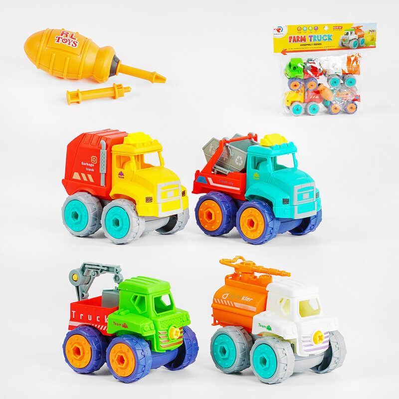 Набір спецтехніки RL 589-31 D (48/2) 4шт, конструктор, викрутка,  у пакеті