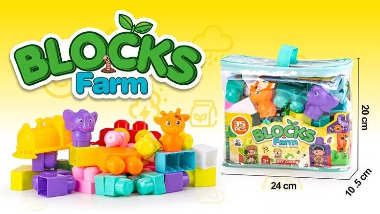 Конструктор JS 8045 (80/2) 35 деталей, потяг, наляпки, великі деталі, у сумці