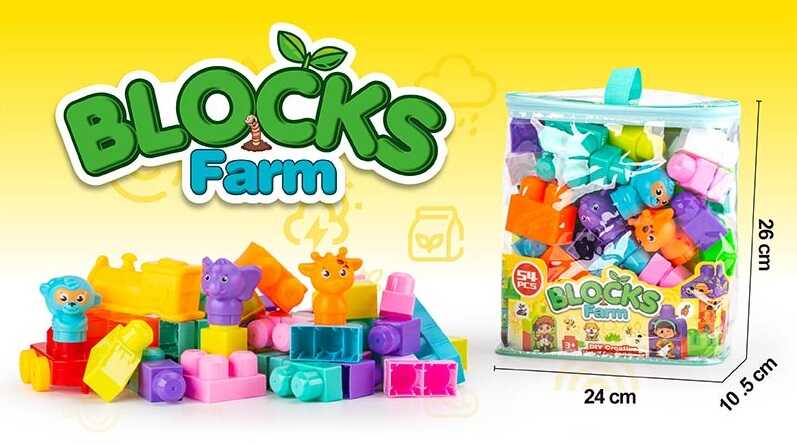 Конструктор JS 8046 (48/2) 54 деталі, великі деталі, потяг, наліпки, у сумці