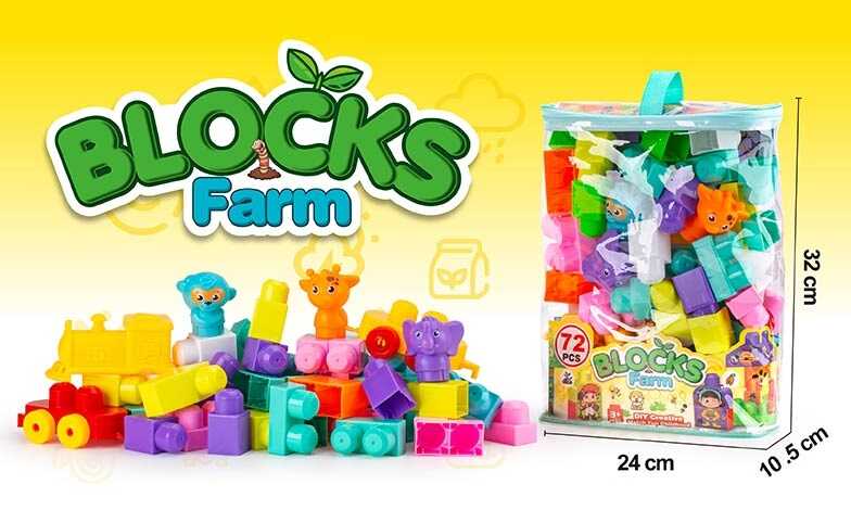 Конструктор JS 8047 (40/2) 72 деталі, великі деталі, потяг, наліпки, у сумці