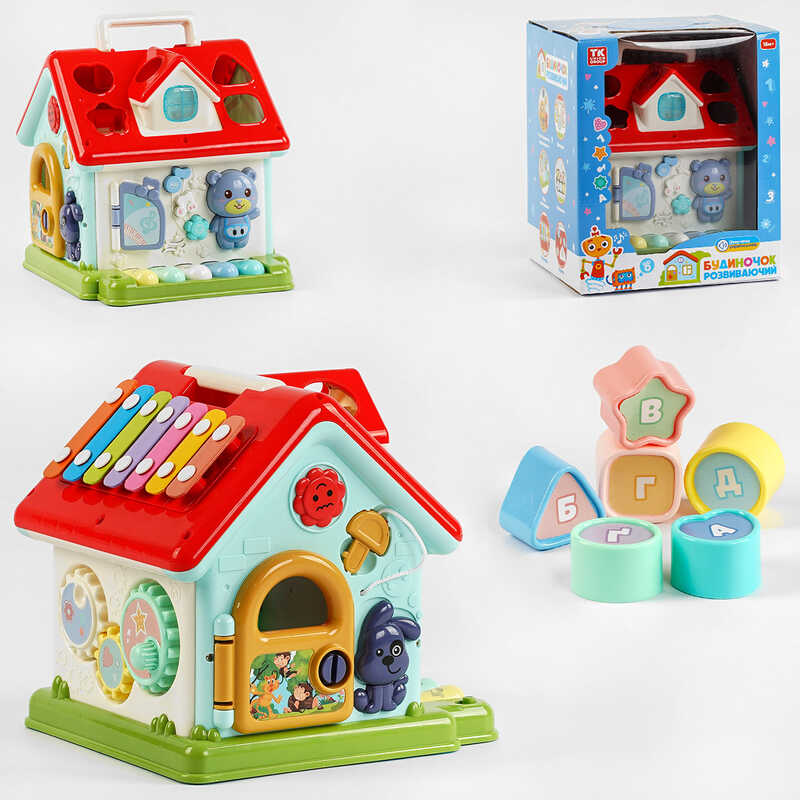 Будиночок розвиваючий 49682 (8) "TK Group", РОСІЙСЬКЕ ОЗВУЧУВАННЯ, сортер, алфавіт, пісні, цифри, ксилофон, шестерні, в коробці