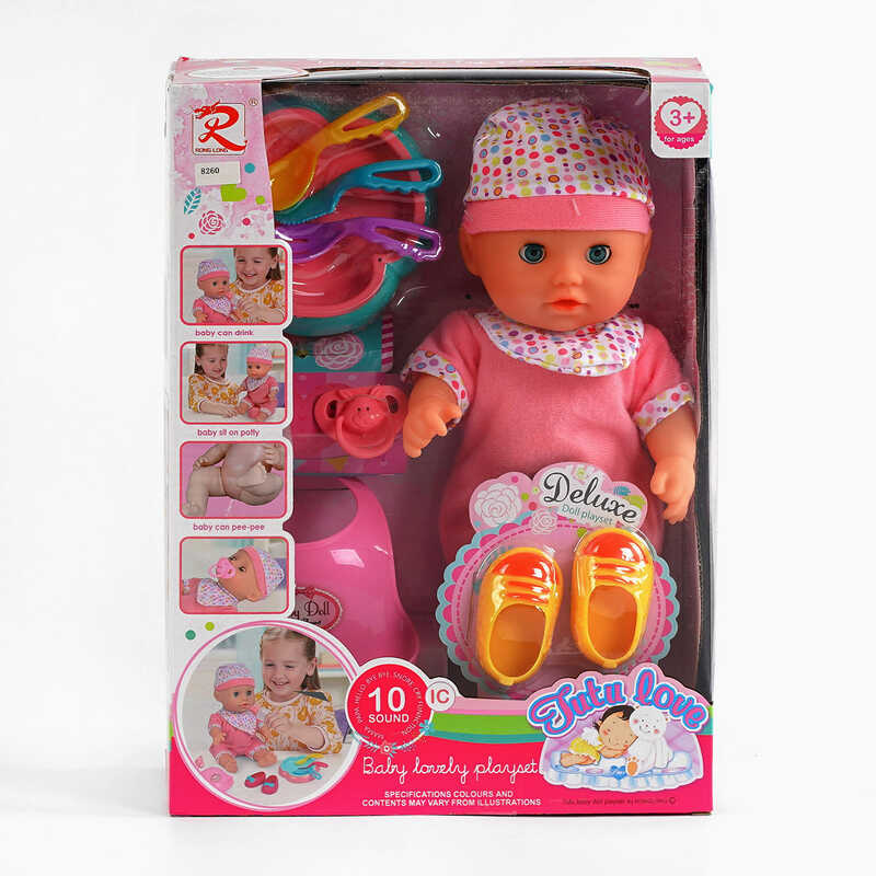 Пупс 8260 (24) "Tutu Baby playset", музичний чіп, характерні звуки та фрази, заплющує очі, аксесуари, в коробці