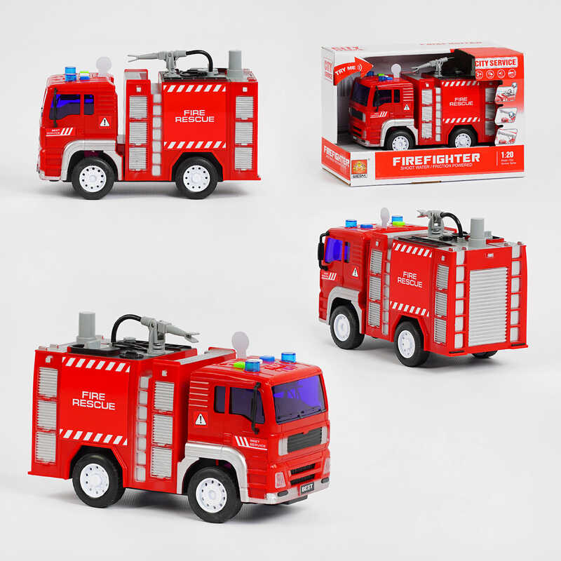 Спецтехніка "Пожежна машина" WY 552 A (36) інерція, помпова накачка води, світло, звук, у коробці