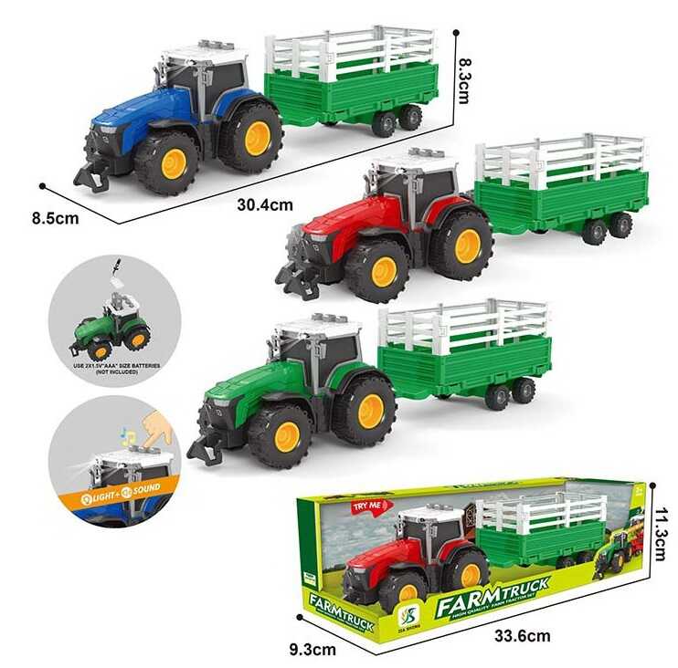Трактор з причепом 0488-601 D (96/2) 3 кольори, інерція, 3 кнопки, в коробці
