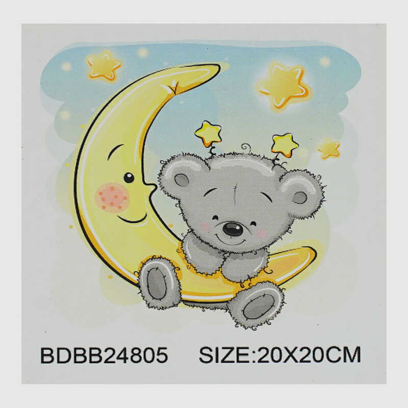 Алмазна мозаїка BDBB 24805 (100) "TK Group", "Ведмежатко на Місяці", часткова викладка, з рамкою, 20х20см, в коробці