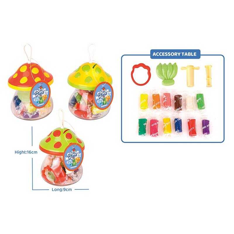 Тісто для ліплення 5838-202 (120) "Грибочек", 3 види, 12 кольорів, аксесуари, в банці