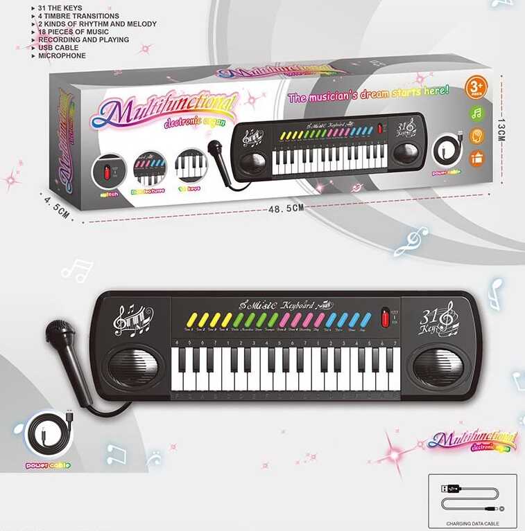 Синтезатор 3128 B (60) 31 клавіша, мікрофон, USB-кабель, на батарейках, у коробці