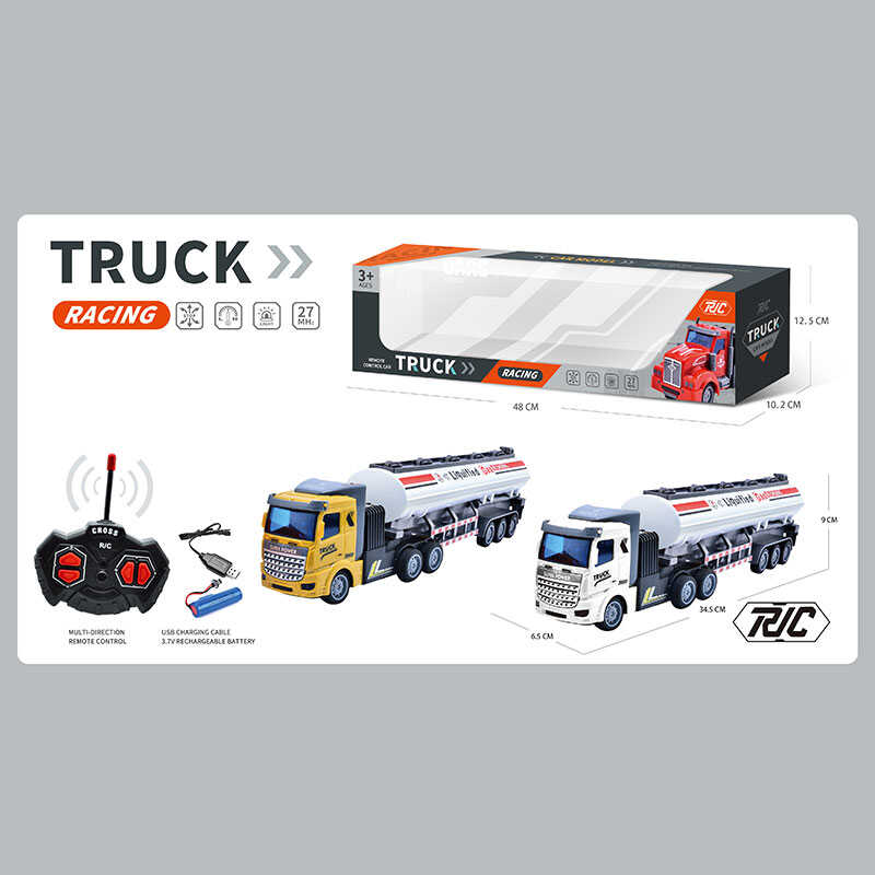 Трейлер на радіокеруванні 939-49 A (48) 2 кольори, бензовоз, підсвічування, акумулятор 3.7V, пульт 27 MHz, USB-кабель, в коробці