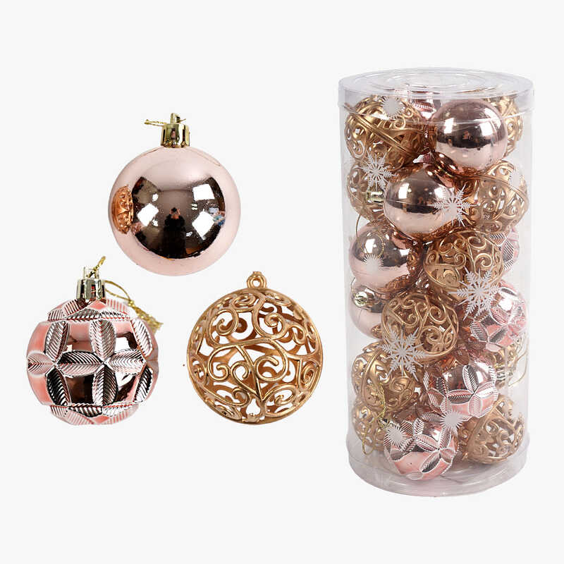 Новорічні прикраси C 67421 (48) 24 штуки, кульки, D = 4.5 см, в слюді
