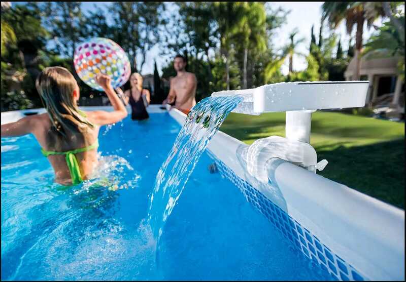 Intex Фонтан-водоспад 28090 (1) з підсвічуванням LED, гідроелектричний. Працює від фільтр-насоса 3 785 - 12 112 л/год.