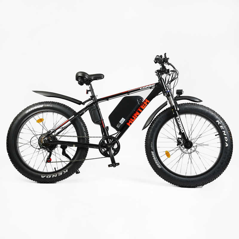 Електровелосипед Corso «Hunter» 26" дюймів HT-65108 (1) рама алюмінієва 19’’, двигун 500W, акум. 48V15Ah, Shimano 7 шв., зібраний на 75, у коробці