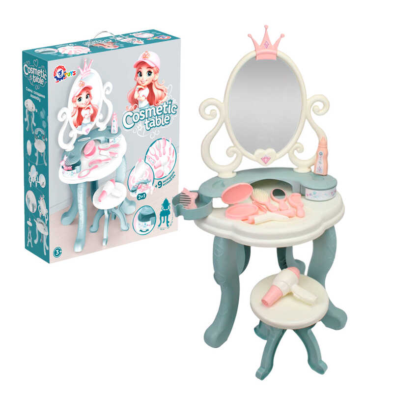 гр Косметичний столик 1638 (3) "Technok Toys", дзеркало, табурет, аксесуари, в коробці 